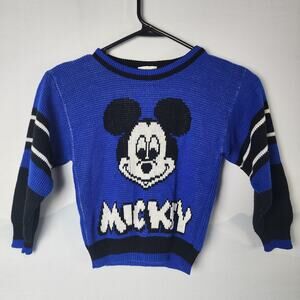Vintage Mickey and Friends by Prodigy Blue Knit Sweater | Kid's Medium (6)